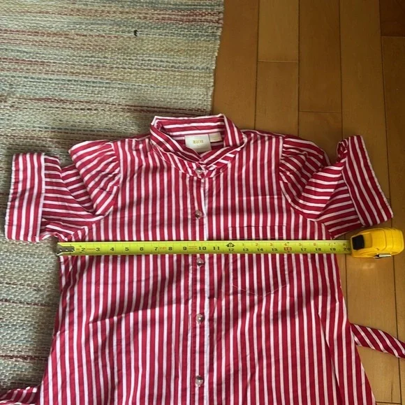 MAEVE “Kiana” red and white striped tie waist button down dress - Picture 7 of 9